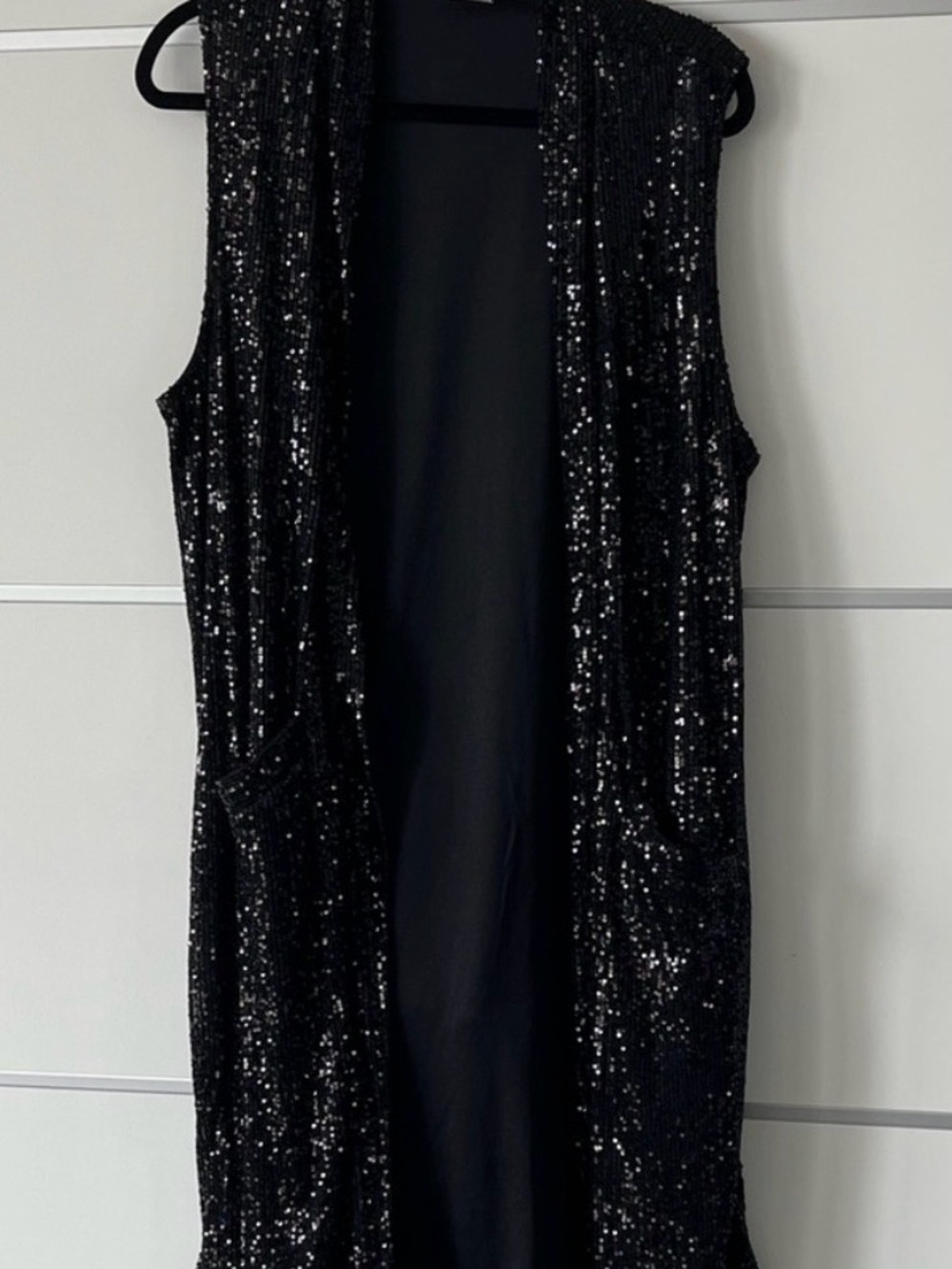 Anna & Ava Black Sequin Long Vest- get ready for the holidays early - Picture 3 of 4